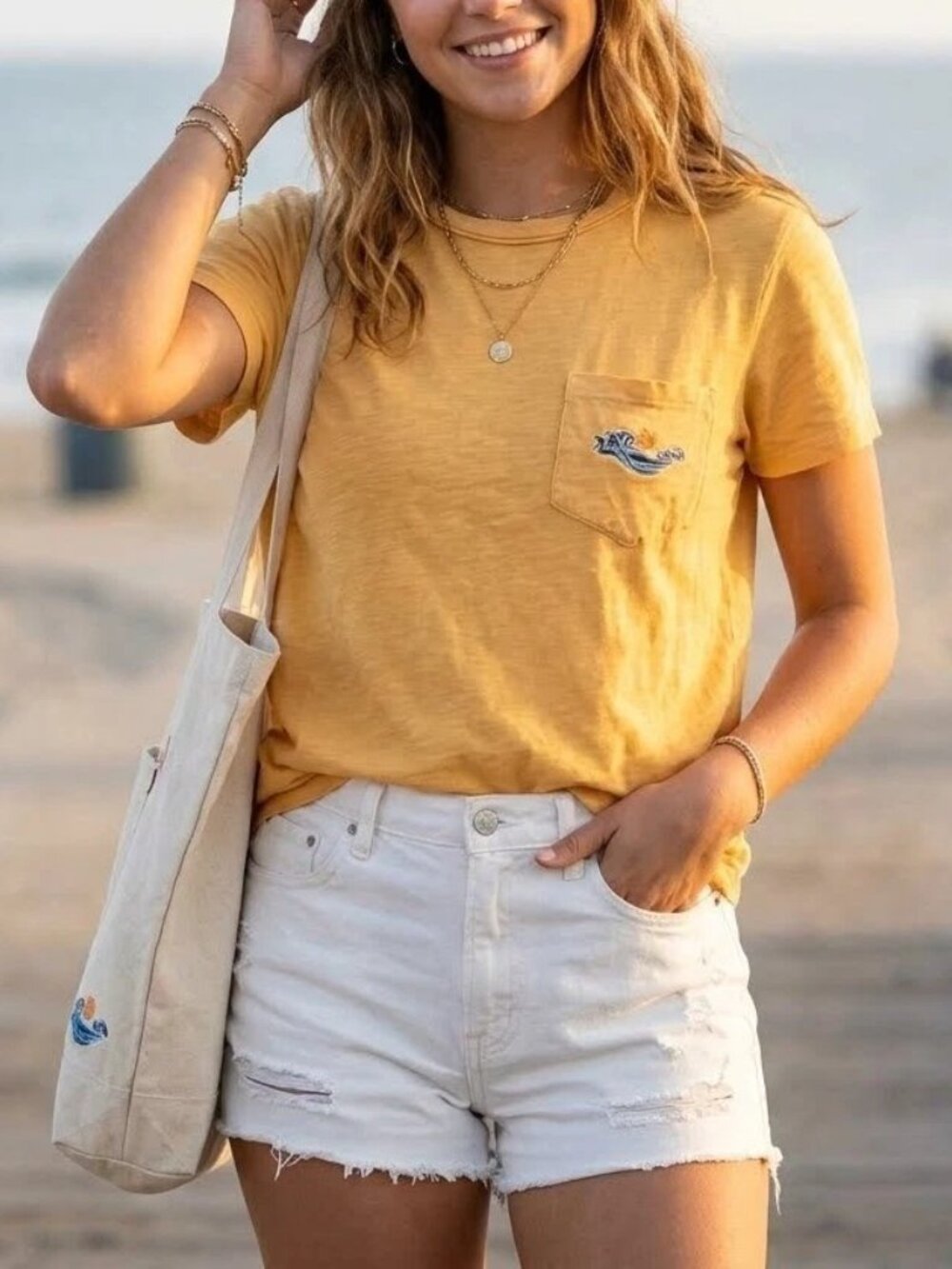 Anthropologie Pilcro Sun Embroidered Cotton-Slub Short Sleeve Tee Top M 290459